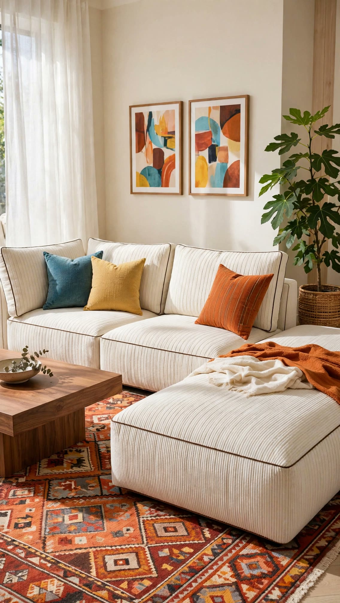 Cream L-Shaped Modular Sectional