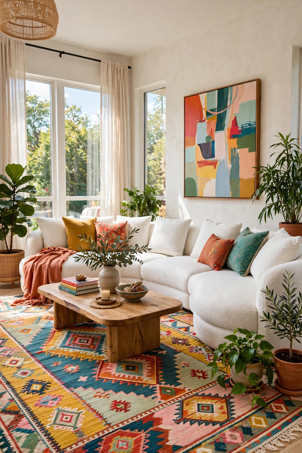 White Bouclé Sectional