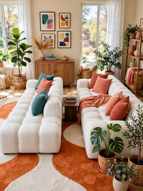 White Modular Bouclé Sofa - Reconfigurable Modules