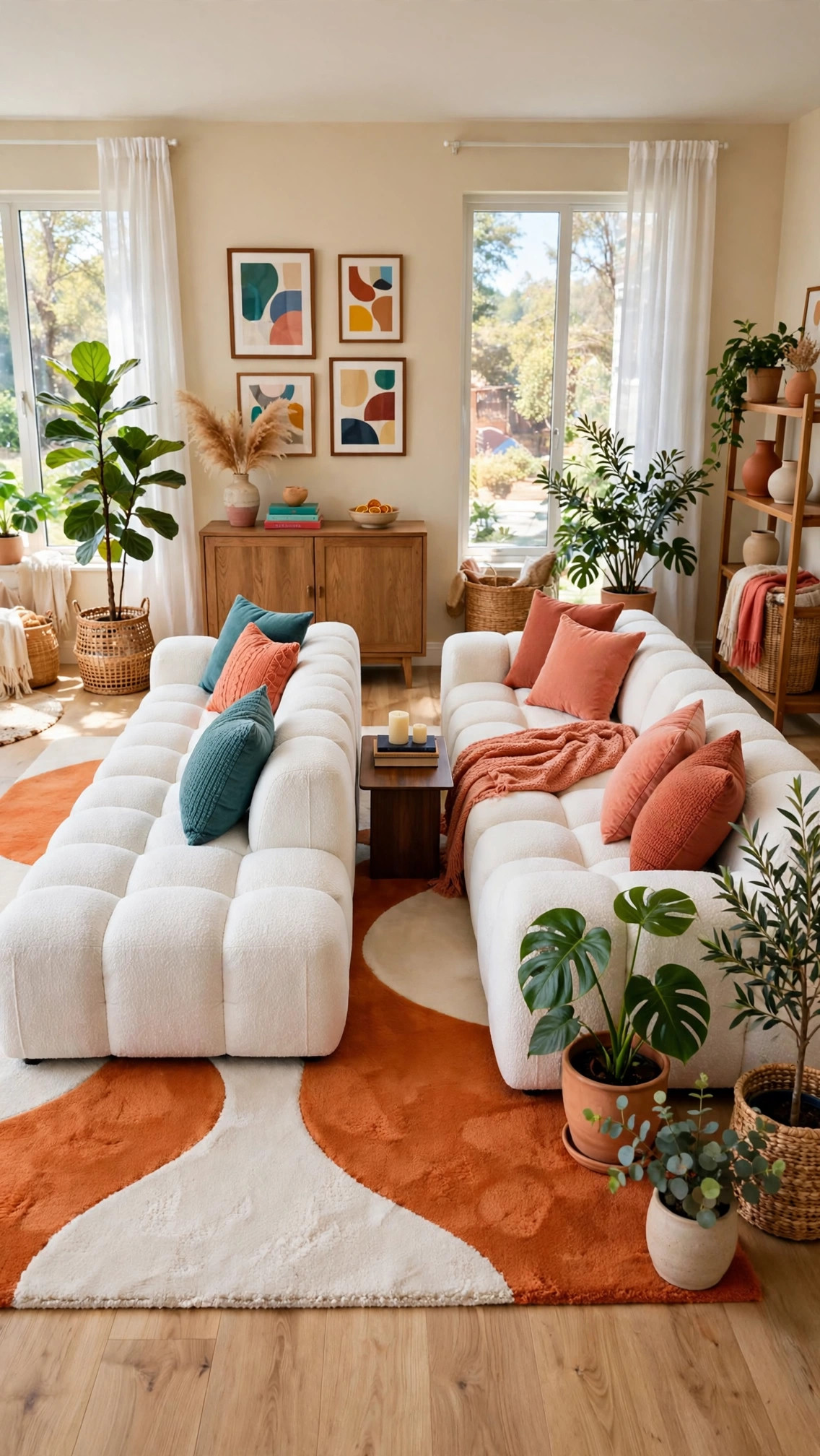 White Modular Bouclé Sofa - Reconfigurable Modules