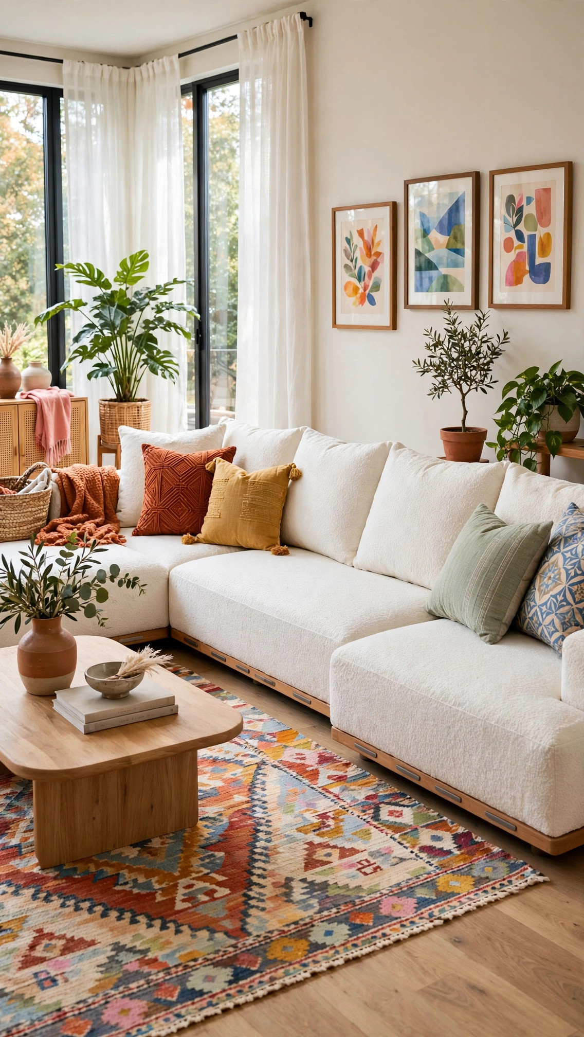 L-Shaped White Modular Sofa