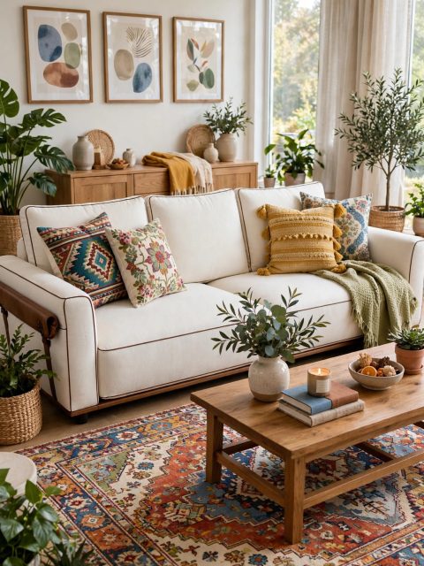 Off-White Modular Sectional - Leather-Wrapped Armrest Detail
