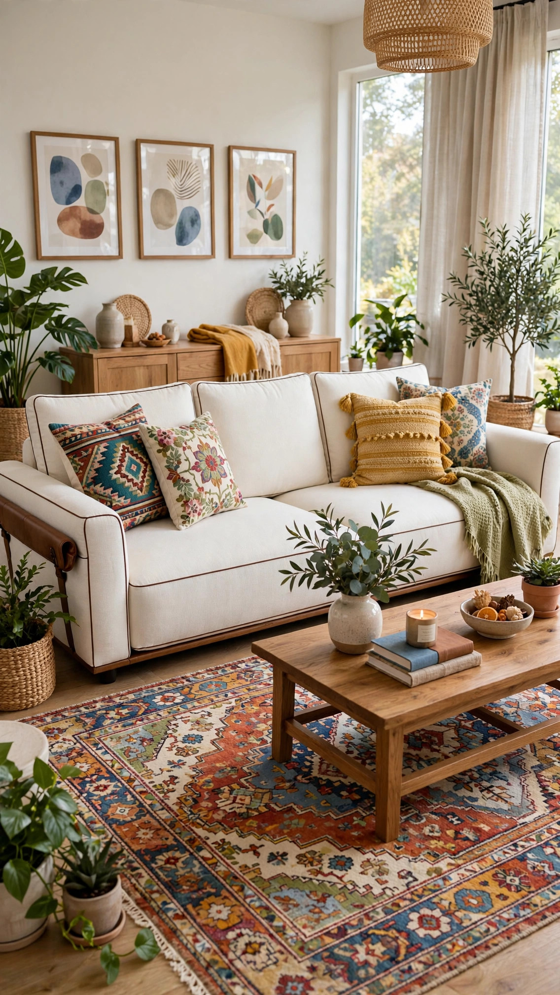 Off-White Modular Sectional - Leather-Wrapped Armrest Detail